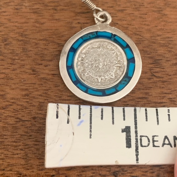 Silver earrings with blue. - Picture 3 of 4